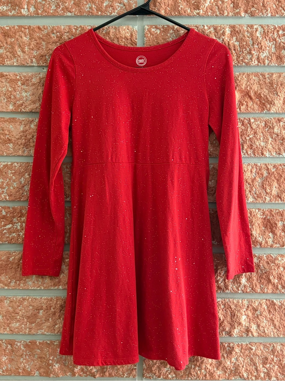 wonder nation Red Long-Sleeve Sparkle Swing Dress